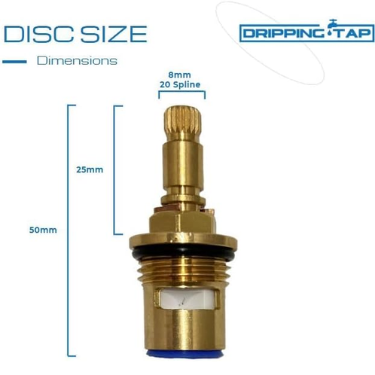 TC16 - Tap Cartridge 20 Spline, 8mm Diameter, 50mm Length - Dripping Tap