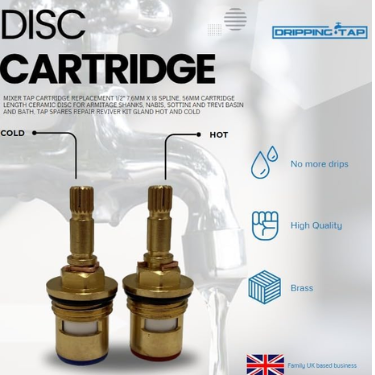 TC50 - Tap Cartridge, 1/2" 7.6mm x 18 Spline, 56mm Cartridge Length - Dripping Tap