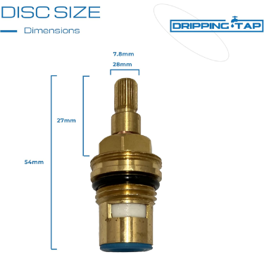 TC30 - Tap Cartridge 1/2" 7.8mm x 28 Spline, 54mm Length - Dripping Tap