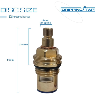 TC75 - Tap Cartridge 1/2" 8mm 24 Spline, 51mm Cartridge Length - Dripping Tap