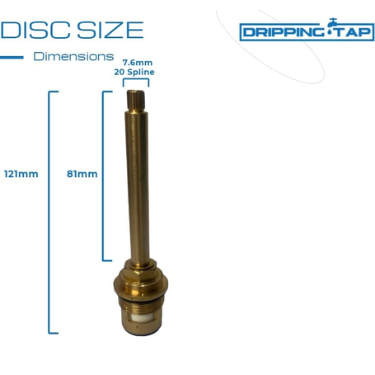 SC110 - Shower Cartridge 3/4"  81mm Spline length, Total Cartridge Length 121mm, 7.6mm x 20 spline count