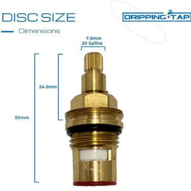 TC35- Tap Cartridge, 1/2" 20 Spline x 7.6mm Diameter, 50mm Total Cartridge