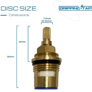 BC12 -Bath Tap Cartridge Replacement for 3/4" 7.6mm x 20 Spline, 56mm Total