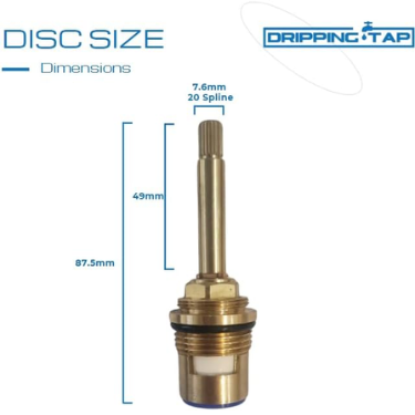 SC130 - Shower Cartridge -3/4" 49mm, Total Cartridge length 87.5mm - 7.6mm, 20 Spline Count