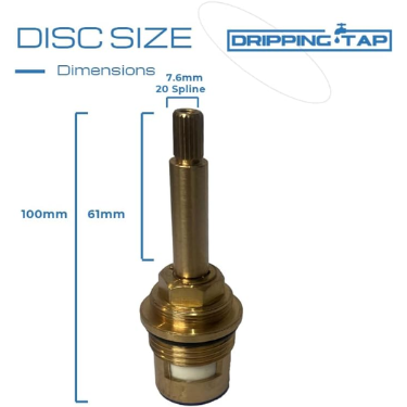 SC125 - Shower Cartridge 3/4"  61mm spline length, Total Cartridge Length 100mm - 20 Spline count, 7.6mm
