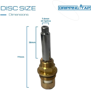 TC205 - Tap Cartridge 7.6mm x 20 Spline, 38mm Spline Length, 77mm total length, 7.6mm 20 spline count