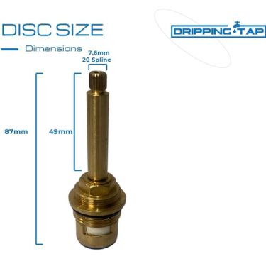 SC100 - Shower Cartridge 3/4"  49mm, Total Cartridge Length 87mm - 7.6mm, 20 Spline Count