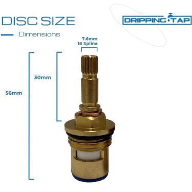 TC50 - Tap Cartridge, 1/2" 7.6mm x 18 Spline, 56mm Cartridge Length - Dripping Tap