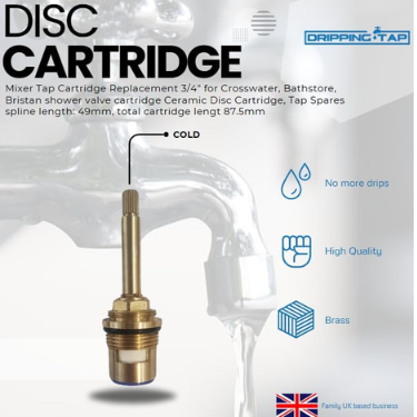 SC130 - Shower Cartridge -3/4" 49mm, Total Cartridge length 87.5mm - 7.6mm, 20 Spline Count