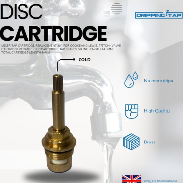 SC120 - Shower Cartridge, 3/4" Spline Length: 44.5mm, Total Cartridge Length 84mm - 7.6mm, 20 Spline count