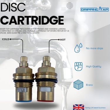 TC56 - Tap Cartridge 1/2" 28 Spline, 8mm diametre, 47mm Total Length - Dripping Tap