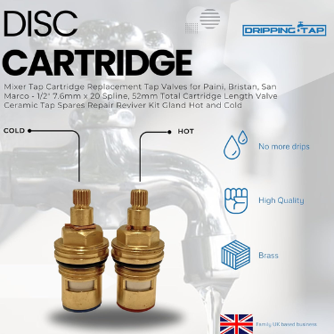 TC5 - Tap Cartridge  1/2" 7.6mm x 20 Spline, 52mm Total Cartridge - Dripping Tap