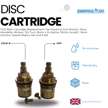 BC21 Bath Cartridge Replacement 3/4 Turn, 8mm x 24 Spline, 56mm Length