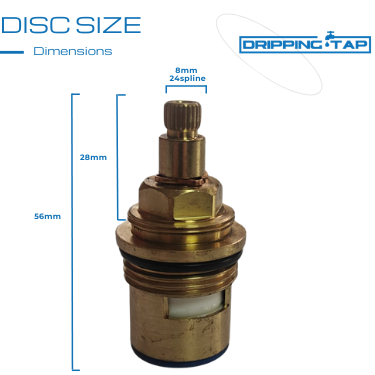 BC21 Bath Cartridge Replacement 3/4 Turn, 8mm x 24 Spline, 56mm Length