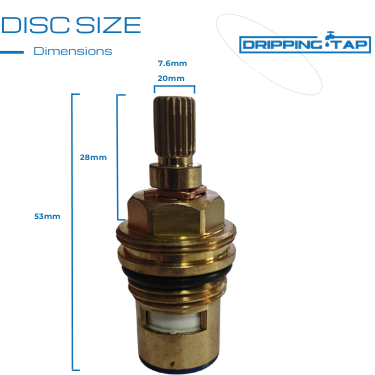 TC6 Tap Cartridge 1/2 Turn, 7.6mm x 20 Spline, 53mm Length,  Hot and Cold